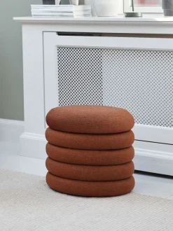 DALENE Puffer|Puffer|Puf Ø45 m/opbevaringsplads terrakottafarvet stof