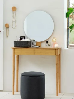 GISLEV Puffer|Puffer|Puf Ø36 m/opbevaringsplads asfaltfarvet stof