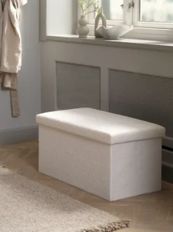 NYSTED Puffer|Puffer|Puf 76x38 m/opbevaringsplads råhvid teddy