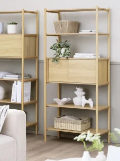 LINDVED Reoler Og Rumdelere|Reoler Og Rumdelere|Reol 6 hylder 2 låger egefarve