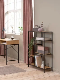 TRAPPEDAL Reoler Og Rumdelere|Reoler Og Rumdelere|Reol 5 hylder eg/sort Eg+Sort