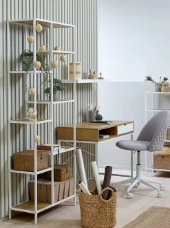 TRAPPEDAL Reoler Og Rumdelere|Reoler Og Rumdelere|Reol 7 hylder egefarve/hvid Eg+Hvid