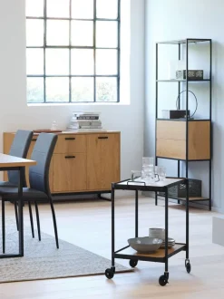 GANGSTED Småopbevaring Diverse|Rullebord 2 hylder egefarve/sort Eg+Sort