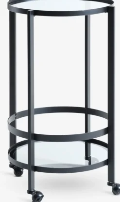 SORTEBRO Småopbevaring Diverse|Rullebord 2 hylder sort/glas