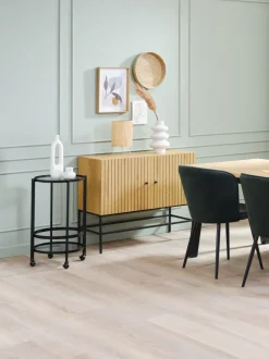 SORTEBRO Småopbevaring Diverse|Rullebord 2 hylder sort/glas