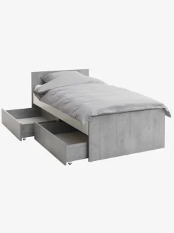 BILLUND Børnesenge|Seng m/opbevaringsplads 90x200 hvid/beton Hvid+Beton