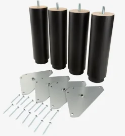 BEDLEG ROUND Ø6 BLACK BEECH Sengeben Og Tilbehør|Sengeben Ø6xH20cm sort bøg sæt med 4