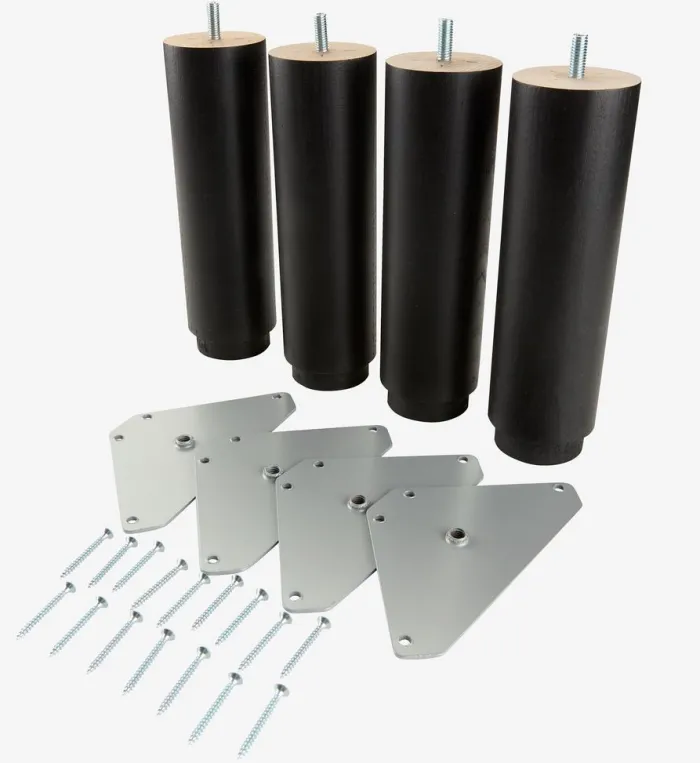 BEDLEG ROUND Ø6 BLACK BEECH Sengeben Og Tilbehør|Sengeben Ø6xH20cm sort bøg sæt med 4