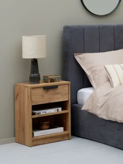 JENSLEV Sengeborde|Sengeborde|Sengebord 1 skuffe eg