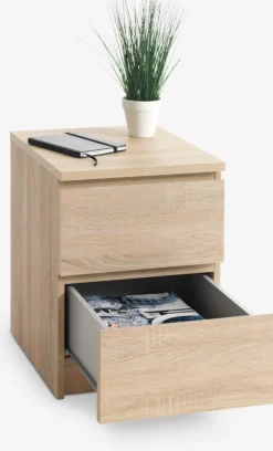 LIMFJORDEN Sengeborde|Sengeborde|Sengebord 2 skuffer lys efarve Eg