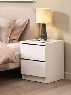 LIMFJORDEN Sengeborde|Sengeborde|Sengebord 2 skuffer Hvid