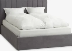 HASLEV 180 X 200 Cm|160 X 200 Cm|Sengeramme 140x200 m/opbevaringsplads mørkegråt stof