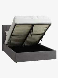 HASLEV 180 X 200 Cm|160 X 200 Cm|Sengeramme 140x200 m/opbevaringsplads mørkegråt stof