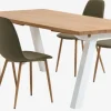 SKAGEN + BISTRUP Spisebordssæt|SKAGEN L200 bord eg + 4 BISTRUP stole olivengrøn