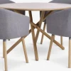 SKIBET + KLOSTER Spisebordssæt|SKIBET Ø120 bord lys eg + 4 KLOSTER stole lysegrå/eg