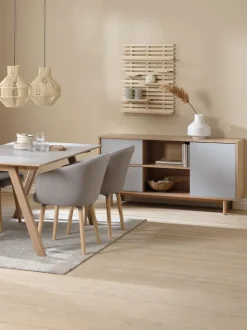 EGEBJERG Skænke Og Vitrineskabe|Skænke Og Vitrineskabe|Skænk 2 skuffer/1 låge grå/eg