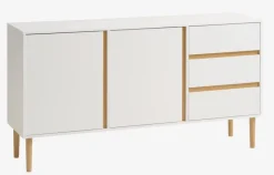 FENSMARK Skænke Og Vitrineskabe|Skænke Og Vitrineskabe|Skænk 2 låger 3 skuffer hvid/eg