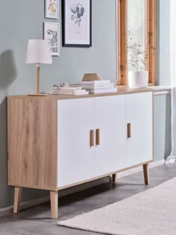 GAMTOFTE Skænke Og Vitrineskabe|Skænke Og Vitrineskabe|Skænk 3 låger eg/hvid