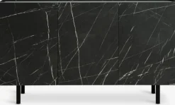 KRONDAL Skænke Og Vitrineskabe|Skænke Og Vitrineskabe|Skænk 3 låger sort/marmorfarve