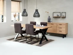 SANDBY Skænke Og Vitrineskabe|Skænke Og Vitrineskabe|Skænk 2 låger + 3 skuffer eg natur/sort