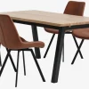 SKOVLUNDE + HYGUM Spisebordssæt|SKOVLUNDE L160 bord eg natur + 4 HYGUM stole cognac