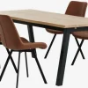 SKOVLUNDE + HYGUM Spisebordssæt|SKOVLUNDE L200 bord eg natur + 4 HYGUM stole cognac