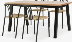 SKOVLUNDE + JYDERUP Spisebordssæt|SKOVLUNDE L160 bord eg natur + 4 JYDERUP stole sort/natur