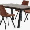 SKOVLUNDE + HYGUM Spisebordssæt|SKOVLUNDE L160 bord mørk eg + 4 HYGUM stole cognac