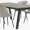 SKOVLUNDE + RISSKOV Spisebordssæt|SKOVLUNDE L200 bord mørk eg + 4 RISSKOV stole lysegrå