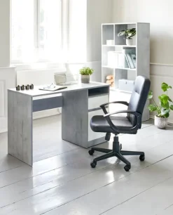 BILLUND Skriveborde|Skrivebord 54x120 beton/hvid Hvid+Beton