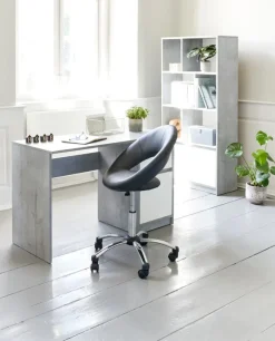 BILLUND Skriveborde|Skrivebord 54x120 beton/hvid Hvid+Beton