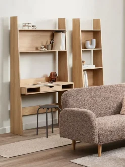 KRARUP Skriveborde|Skrivebord 2 hylder 95x185 egefarve