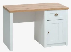 MARKSKEL Skriveborde|Skrivebord 60x120 1 låge 1 skuffe hvid/egefarve