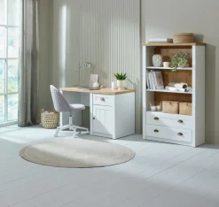 MARKSKEL Skriveborde|Skrivebord 60x120 1 låge 1 skuffe hvid/egefarve