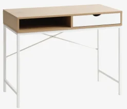 TRAPPEDAL Skriveborde|Skrivebord 48x95 1 skuffe egefarve/hvid Eg+Hvid