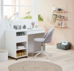 KOKKEDAL Kontorstole|Skrivebordsstol gråt stof/hvid