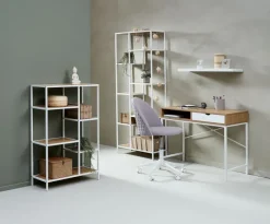 KOKKEDAL Kontorstole|Skrivebordsstol gråt stof/hvid