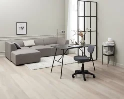 MULDBJERG Kontorstole|Skrivebordsstol mørkegråt stof/sort