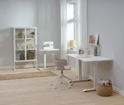 REERSLEV Kontorstole|Skrivebordsstol sandfarvet stof/hvid