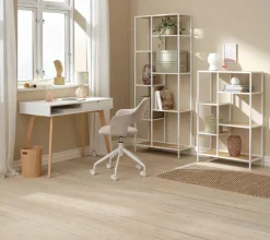 REERSLEV Kontorstole|Skrivebordsstol sandfarvet stof/hvid