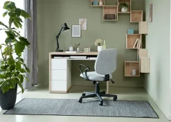 RUNGSTED Kontorstole|Skrivebordsstol gråt stof/sort