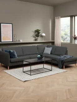 AARHUS Sofaer Med Chaiselong|Hjørnesofaer|Sofa open-end højrevendt t stof Mørkegrå