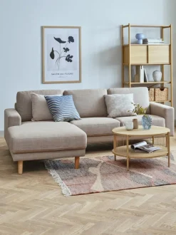 EGENSE Sofaer Med Chaiselong|Hjørnesofaer|Sofa chaiselong farvet stof/egefarve Sand