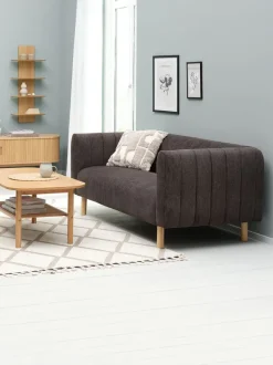 MAGLEBY Sofaer Med Chaiselong|Hjørnesofaer|Sofa 2.5-pers. mørkebrunt stof/egefarve