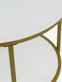 GADEVANG Hjørneborde|Sofaborde|Sofabord Ø65 hvid/guld