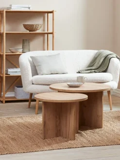 KALVEHAVE Hjørneborde|Sofaborde|Sofabord Ø70 egefarve