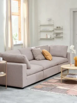 LUNDBY Sofaer Med Chaiselong|Hjørnesofaer|Sofamodul hjørne/ende sandfarvet stof