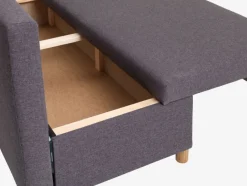 HAMPEN Sovesofaer|Sovesofaer|Sovesofa chaiselong gråt stof/egefarve