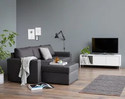 MARSLEV Sovesofaer|Sovesofaer|Sovesofa chaiselong t stof Mørkegrå