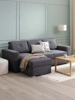 VEJLBY Sovesofaer|Sovesofaer|Sovesofa chaiselong t stof Mørkegrå